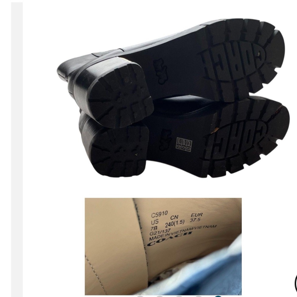 NWOT Coach “Chrissy” Black Leather Heeled Ankle Booties Size 7 - Picture 4 of 13